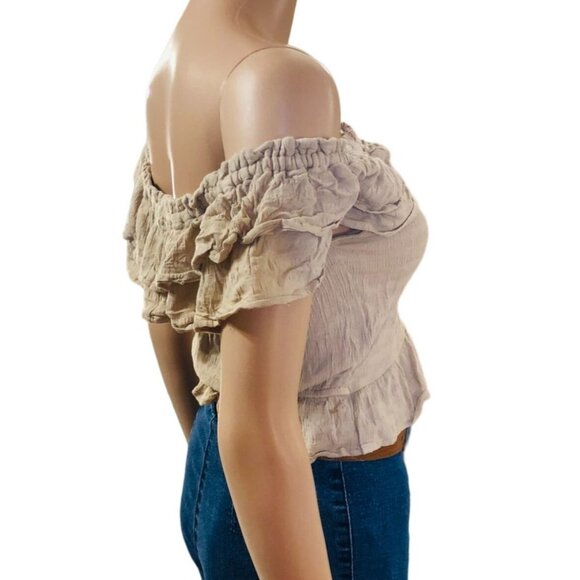 Express Womens Off the Shoulder Peplum Blouse‎ XS Prairie Rustic Boho Chic - Picture 5 of 6